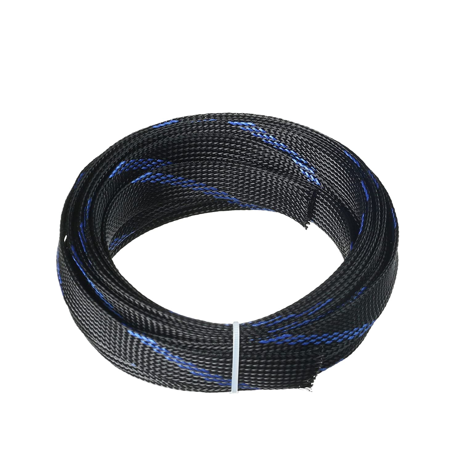 Othmro 1Pc Cable Tidy Sleeve, 5m Cable Protector, Desk Cable Management Cable Organizers Wire Tidy for TV/PC USB Cable, 16mm Width Black and Blue