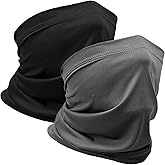 WOXVM 2 Packs Neck Gaiter Face Mask Scarf Gator Sun Cooling Balaclava Bandana Cover UV Protection Headwear for Men Women