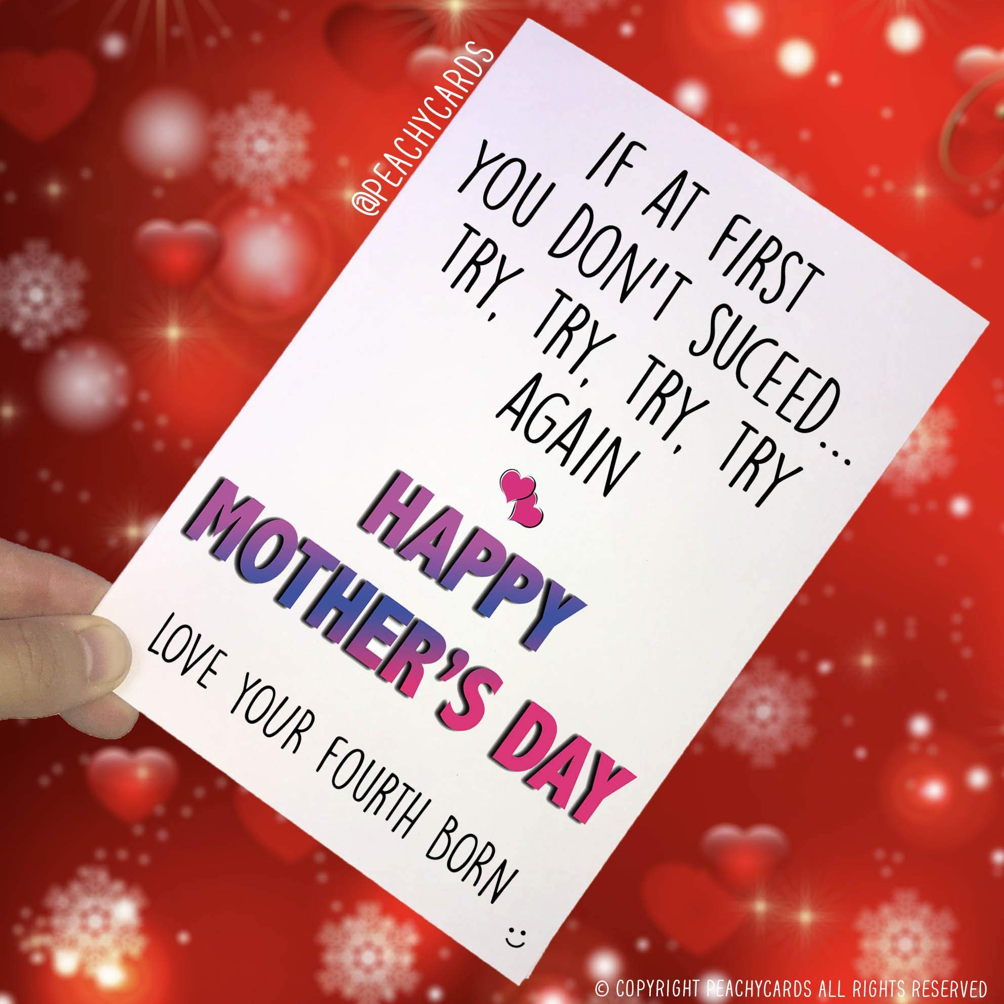 Funny Mother's Day Card Funny Card for Mum Card for Mom Mothers Day Card Funny Card, Card for Her Funny Sibling Card Fourth Born Child PC257