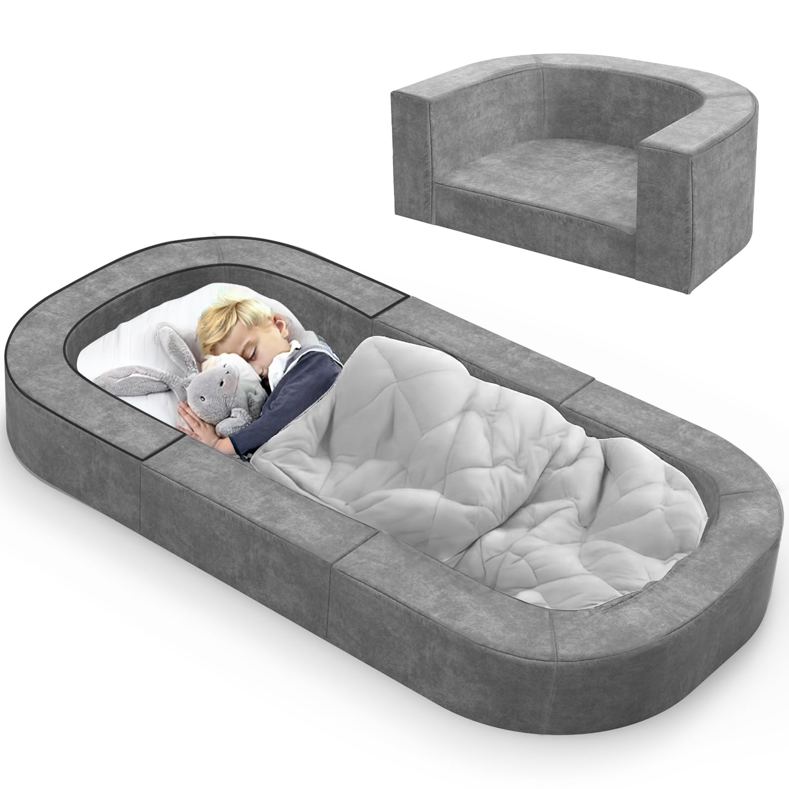 Photo 1 of (PARTIAL SET) cutebeams 2-in-1 Portable Toddler Travel Bed and Sofa for Kids 1-6 Years, Foldable Toddler Bed with Carrying Bag, for Indoor or Outdoor Use, Size M