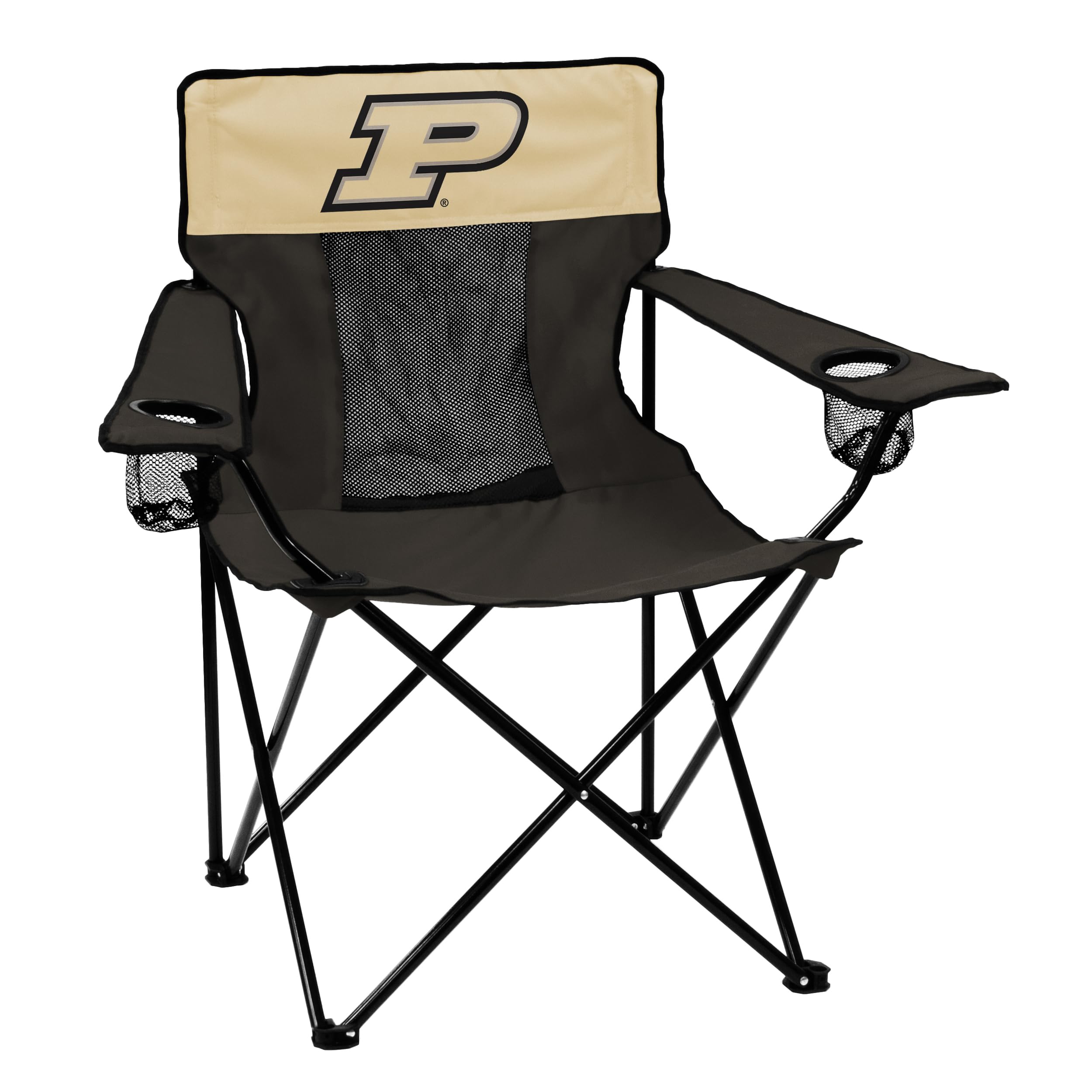 Logo Brands NCAA Purdue Boilermakers Elite Portable Chair - Premium Outdoor Chair with Cup Holder, Powder-Coated Steel Frame, Lightweight and Portable for Tailgating,and Sporting Events Image