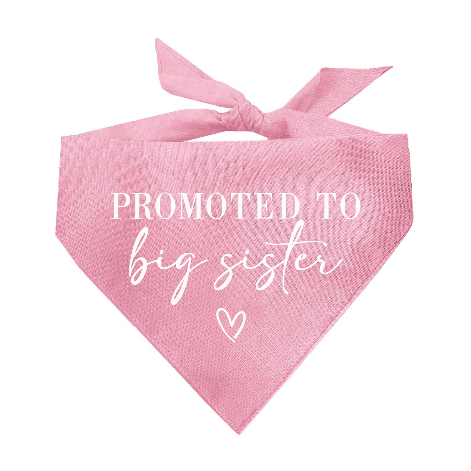 Promoted to Big Sister Gender Reveal Baby Announcement Dog Bandana (Baby Pink OS 638)