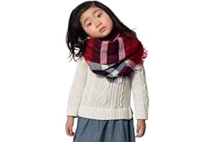 TD COLLECTIONS Fashion Scarf for Kids - Kids Flannel Infinity Scarf, Soft Light Plaid Shawl Wrap, Toddler Girl scarves for winter Autumn