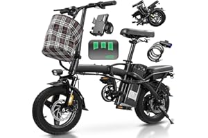 LELEKUAI Electric Bike for Adults Teens, Commuter City Folding ebike with 560W Motor and 48V Battery, 24MPH 3-Level Pedals Assist, Dual Disc Brakes,14" Compact Foldable Electric Bicycle with UL 2849 Certified