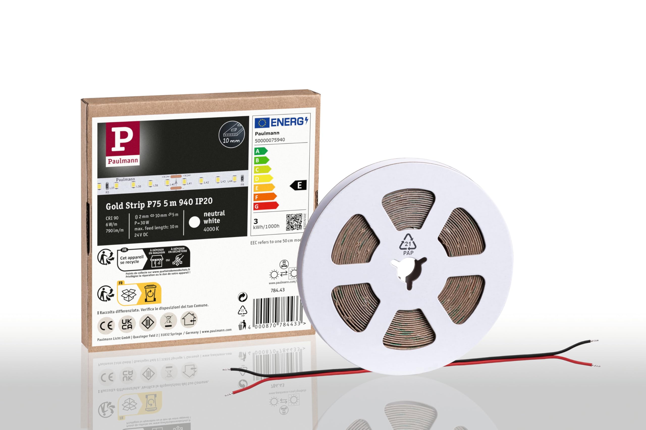 Paulmann 78443 Pro LED Strip Gold P150 940 5m 30W 790lm/m 96 LEDs/m 4000K LED Strip