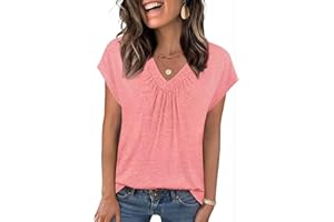 WELINCO Women's Summer Casual V Neck Cap Sleeve Tops Flowy Pleated 2026 Fashion Clothing