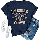 TUPOSU Country Music Shirts for Women Western Cowgirl Tshirts Country Concert Crew Tee
