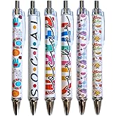 YJ PREMIUMS Social Worker Pens 6PC - Aesthetic Pen Set, Social Worker Gifts, Employee Appreciation Gifts, Mental Health Gift Set, Home Office Desk Essentials, Party Favor, Girl Stuff, Office Supplies