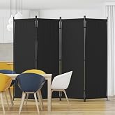 Kecreque Folding Screen Room Divider 4 Panel for Room Separator 6FT | Non-wobbly 3 Metal Feet Partition Wall Divider as a Privacy Dressing Screen for Office Dorm Kitchen Children's Room,Black