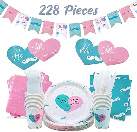Amazon Com Baby Gender Reveal Party Supplies Kit For Baby Boy Or Girl Gender Reveal Decorations Boy Or Girl Balloon Gender Reveal Plates Baby Reveal Props Gender Reveal Party Decorations Baby Shower 228