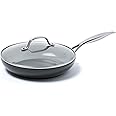 GreenPan Valencia Pro Hard Anodized Induction Safe Healthy Ceramic Nonstick, Frying Pan/Skillet with Lid, 10", Gray