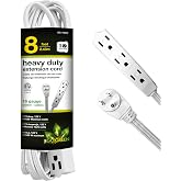 GoGreen Power (GG-19608) 16/3 8&rsquo; 3 Outlet Extension Cord, White, 8 Ft Cord