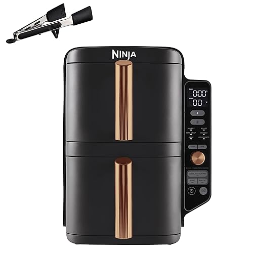 Ninja Double Stack XL Air Fryer, Vertical Dual Drawer Air Fryer with 4 cooking levels, 2 Drawers & 2 Racks, Space Saving Design, 9.5L Capacity, 6 Cooking Functions, 8 Portions, Copper Black SL400UKCP