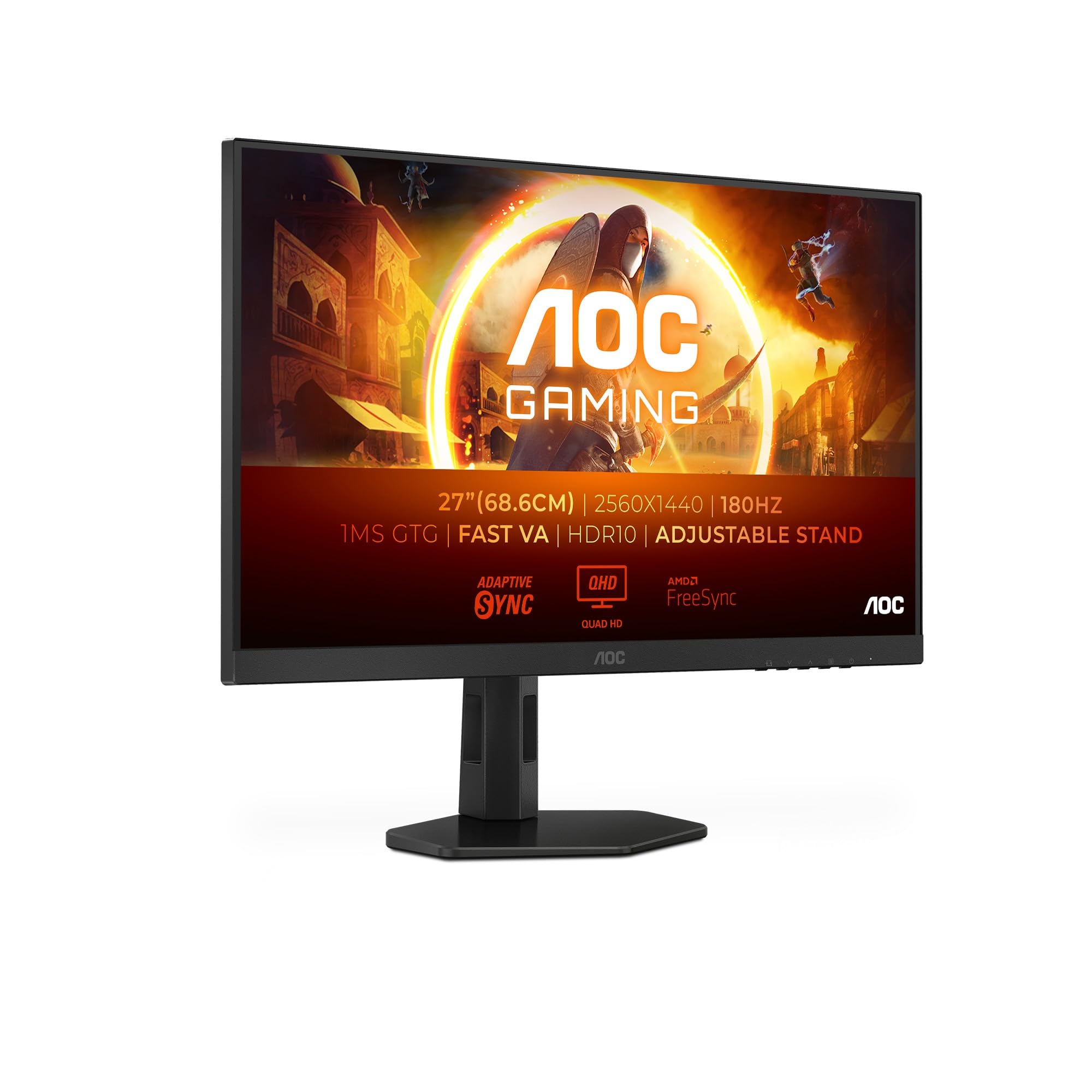Aoc Gaming Q27G4Xd - 27 Inch Quad Hd Monitor, 180 Hz, 1 Ms, Freesync. Prem., G-Sync Comp., Hdr400 (2560X1440, 2X Hdmi 2.0, 1X Displyport 1.4), Black