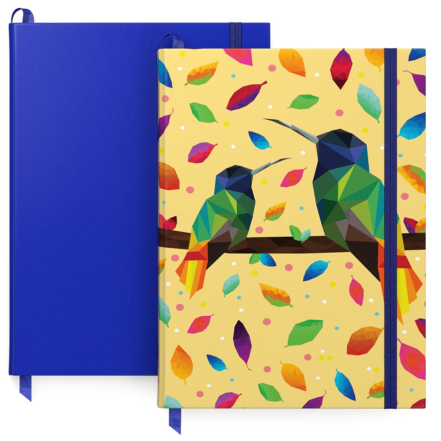 ARTEZA Dotted Notebooks, Set of 2, 15.2 x 20.3 cm, 96 Sheets Each, Bird Design and Cobalt Blue, 2 Dotted Bullet Journals with Smooth Paper, School Supplies for Planning, Writing, and Sketching
