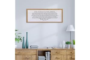 SURFAPANS The Woman in the Arena Sign Wall Decor 40"x15" Office Wooden Wall Art Inspirational Hanging Plaque Wood Framed For Girls Women Entrepreneur Theodore Roosevelt Motivational Wall Art (Wood)