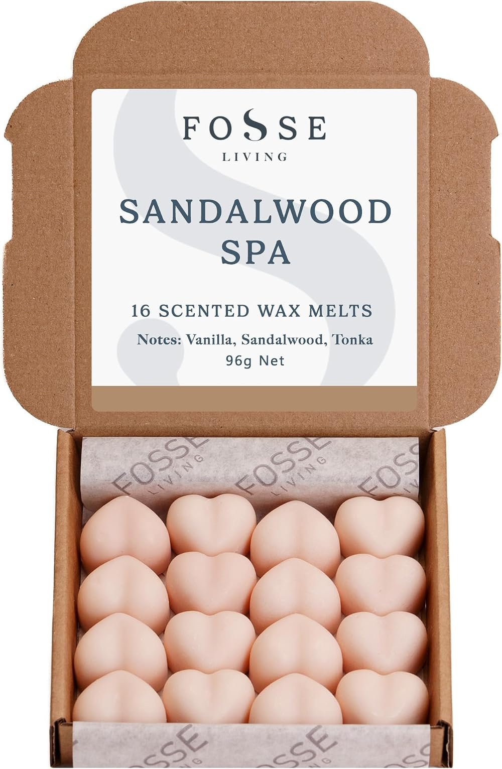 Fosse Living Sandalwood Spa Soy Wax Melts 16 Pack UK Handmade Vegan