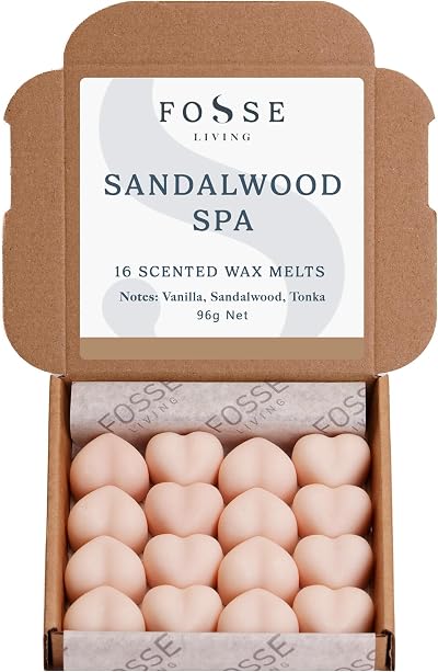 Fosse Living Sandalwood Spa Soy Wax Melts 16 Pack UK Handmade Vegan