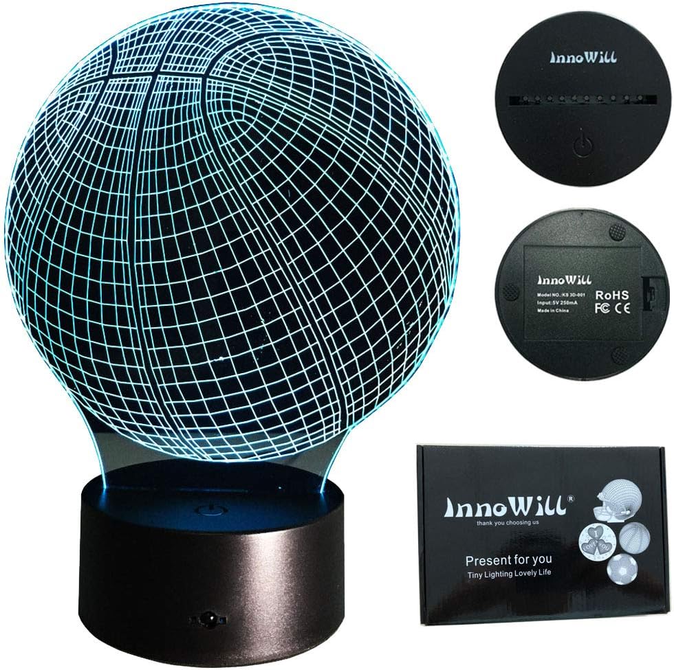 InnoWill Basketball LED Lampe USB und Batteriebetriebene RGB 7Colors