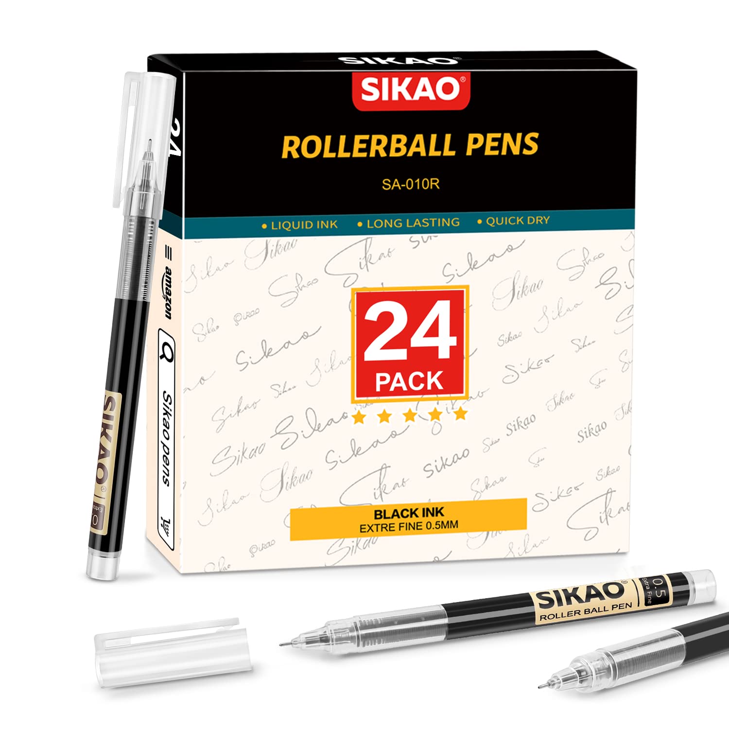Sikao Liquid Ink rollerball pens roller ball pens pen office pens fine point black ink (24)