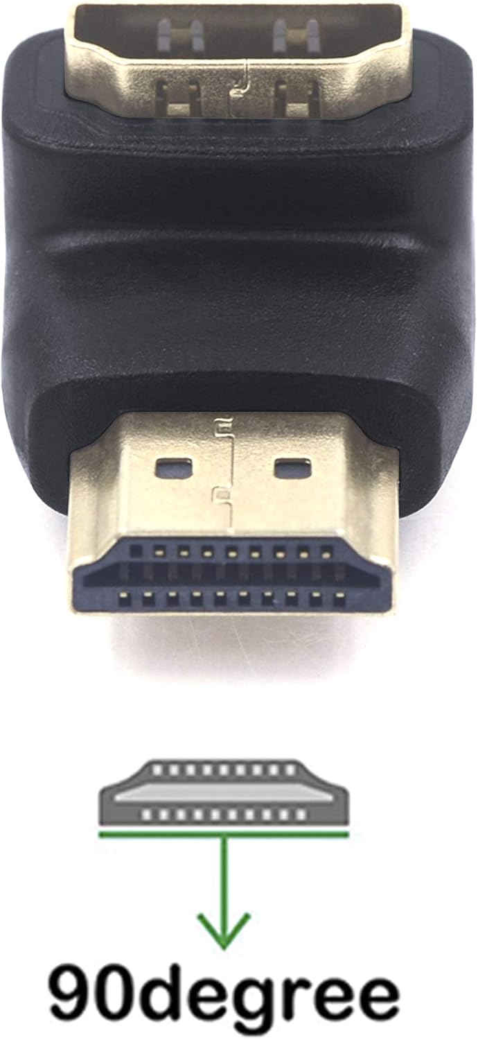 VCE 2-Pack HDMI 90 Degree Male to Female Right Angle Adapter 3D&4K Supported: Computers & Accessories