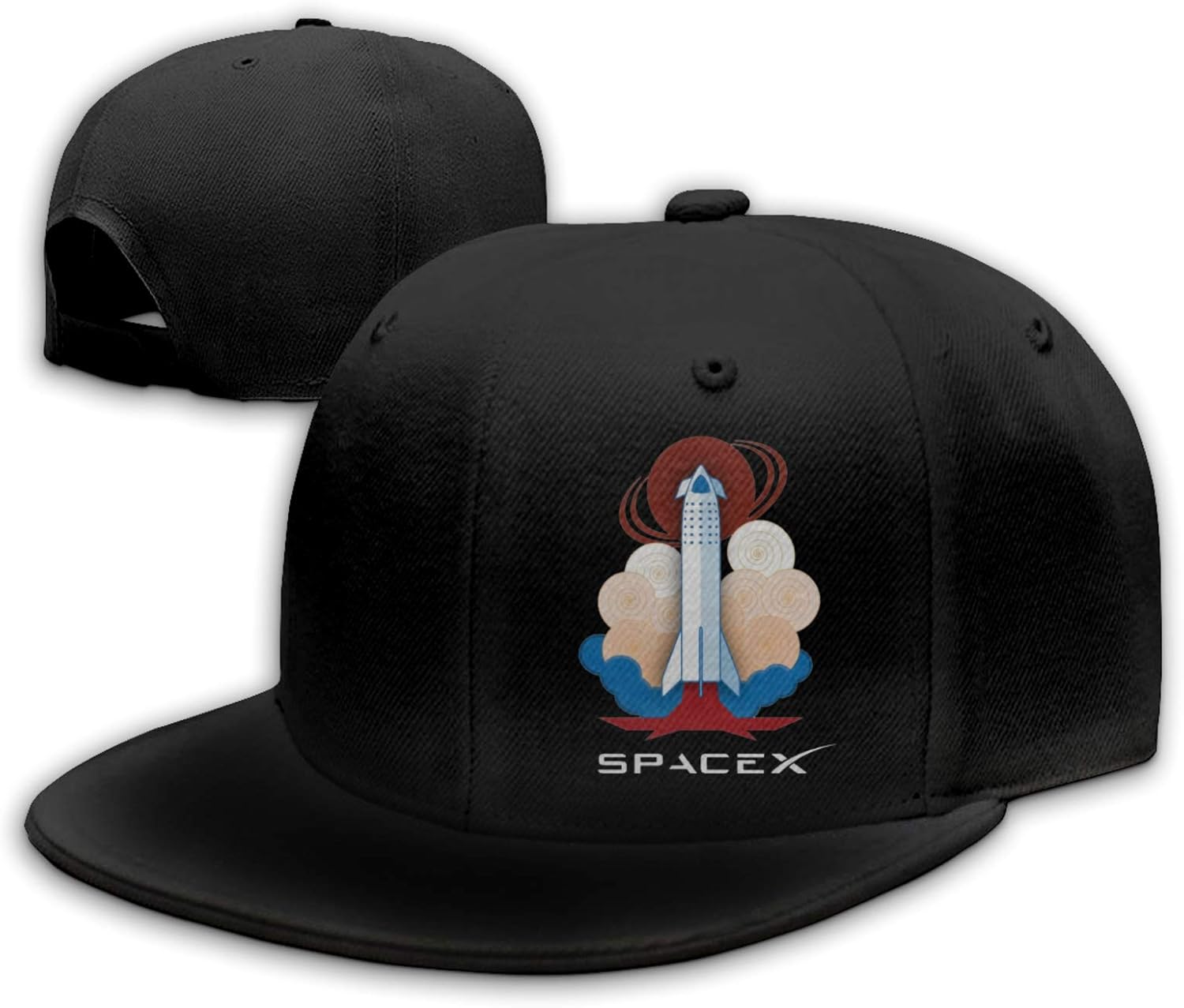 Spacex Casquettes de Baseball Unisexes Flat Bill Baseball Caps Adjustable Sun Hats Hip Hop Hat