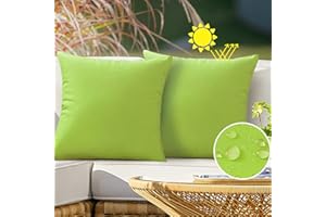 VAKADO Outdoor Cushion Covers Throw Pillow Covers Patio Waterproof 18x18 Set of 2 Green Decorative Tender Green Outside Furni