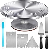 Kootek Aluminium Cake Turntable Set, Baking Tools with Revolving 12" Cake Stand for Decorating, 12.7" Offset Spatula, 3 Stain