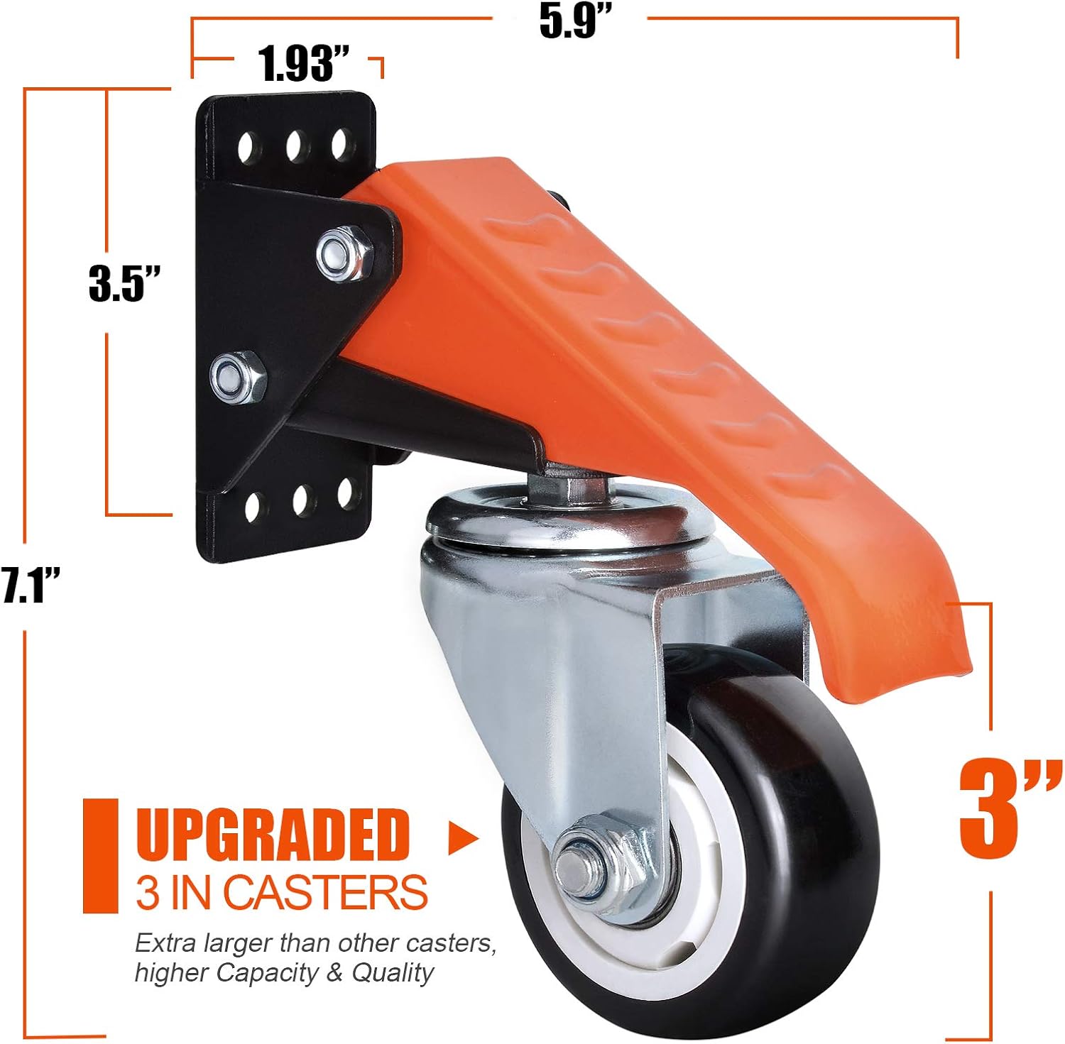 Ronlap Workbench Casters Kit 880 Lbs Capacity, 3" Extra Heavy Duty Retractable Casters 4 Pack, Side Mounted Adjustable Table Stepdown Casters - - 
