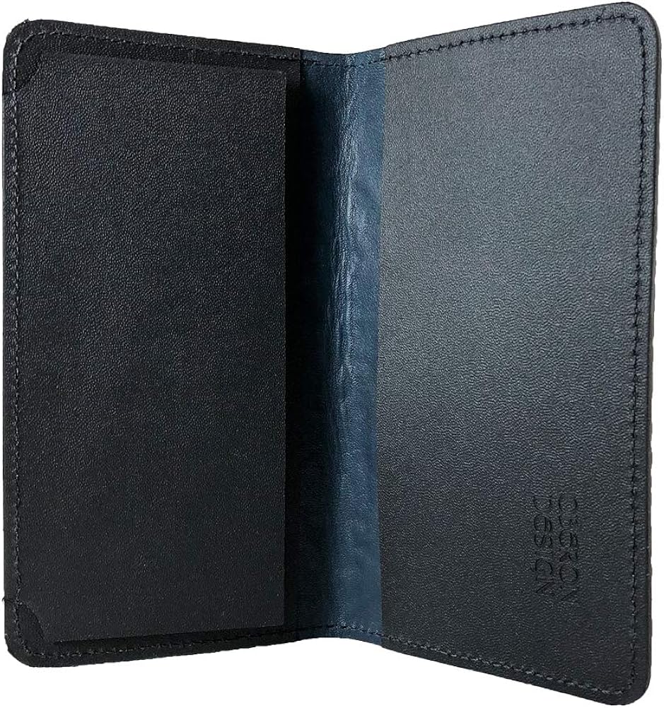 Oberon Design Acanthus Leaf Embossed Genuine Leather Checkbook Cover, 3.5x6.5 Inches, Navy Blue, Made in the USA: Clothing