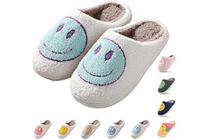 SOOFYLIA Cute Smile Face Slippers for Kids Girls Boys,Soft Plush Happy Face Slippers Non-Slip Toddler Warm House Slippers Little Kids Cartoon Smile Slippers Indoor Outdoor