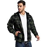 TanBridge Men's Flannel Plaid Jacket Full Zip Fleece Flannel Sherpa Hoodies Heavyweight Fleece Lined Warm Coat
