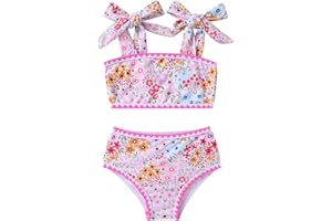 YOUNGER TREE Toddler Girls Two Pieces Swimsuit Color Block Stripe Swimwear Summer Beach Bathing Suit 18M-5T