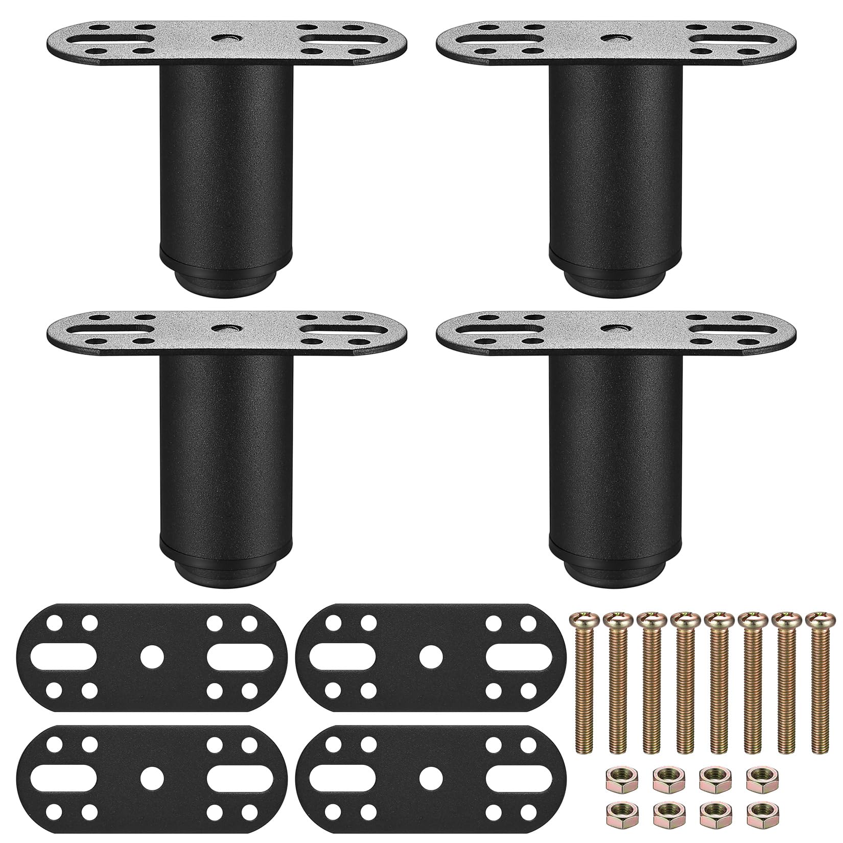 4 Pcs Adjustable Metal Bed Legs, 3.15"-4.7" Center Frame Slat Support, Furniture Feet for Cabinet Chair Table Bed Frame Replacement Parts