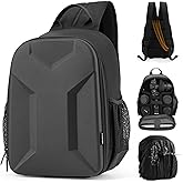 Cwatcun Camera Backpack Hardshell for Photography, 2 in1 Shockproof Camera Sling Bag, Waterproof Camera Case Crossbody with Tripod Holder, Rain Cover for Canon Nikon Sony Fuji DSLR SLR Mirrorless