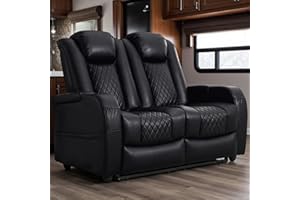 AZXZCS RV Loveseat Recliner, Wall Hugger Recliners Sofa PU Leather with Removable Armrests and Pillows for RVs, Living Rooms, and Home Theaters (Brown, Row of 2)