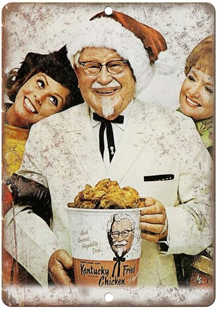 Hslly Kentucky Fried Chicken Colonel Sanders Kfc Vintage Etain Mural Signe Vintage Metal Mur Affiche Retro Plaque Decorative Panneau Pour Cafe Bar Film Cadeau Mariage Anniversaire Amazon Fr Cuisine Maison