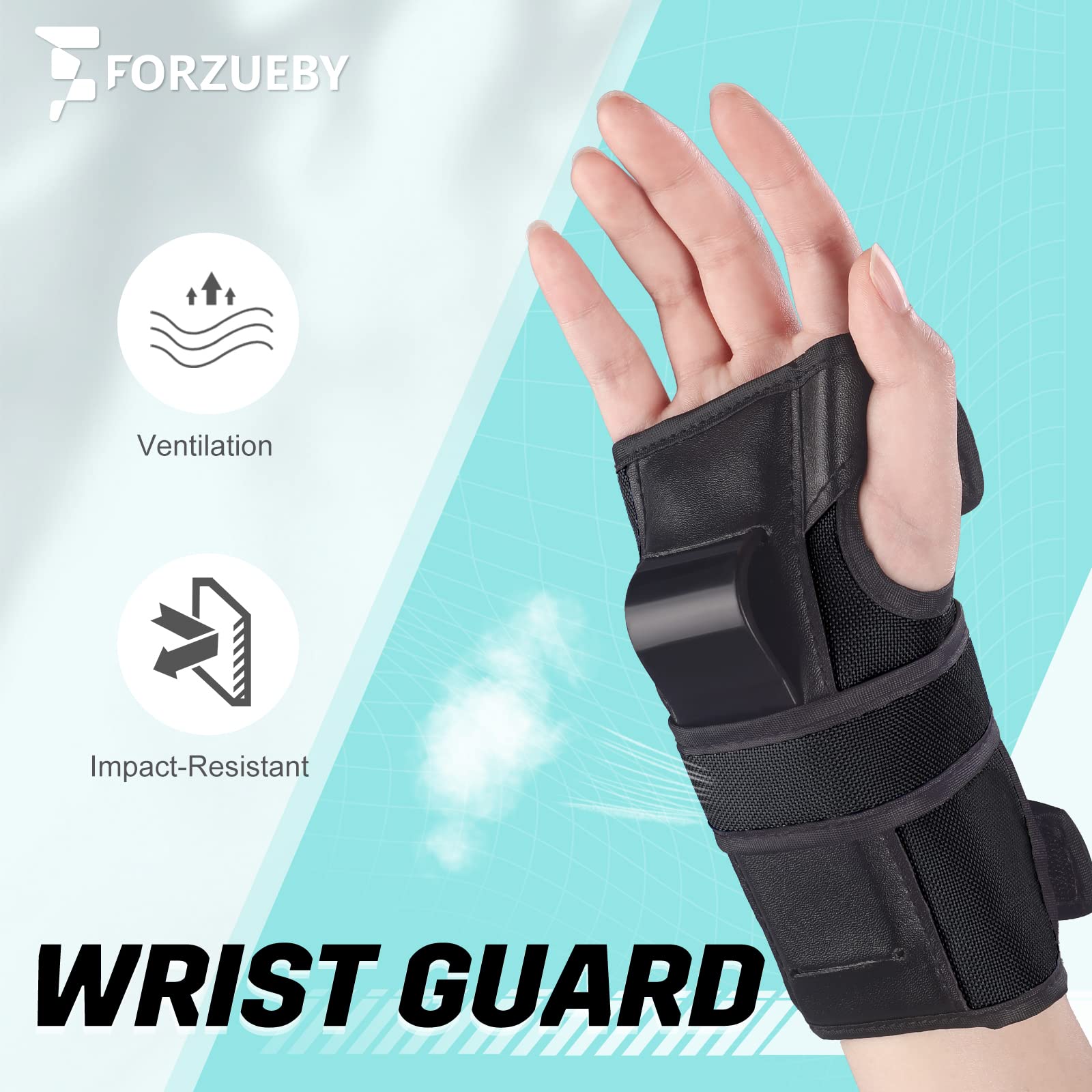 Forzueby Adult/Kids Knee Pads Elbow Pads Wrist Guards 6 in 1 Protective Gear Set for Inline Roller Skating Skateboarding Scooter BMX etc.