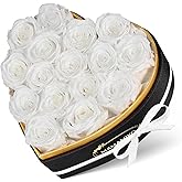 MAMAMIKO 16 Preserved Roses in Heart Shape Gift Box for Her - Forever Flowers for Delivery, Eternal Rose Mothers Gifts for Mom, Wife Anniversary Birthday Valentine Gifts for Women, White