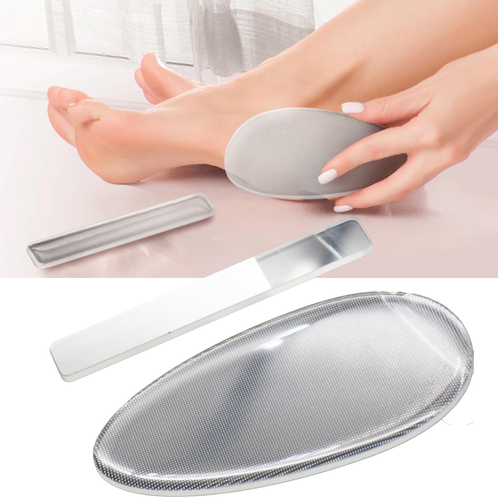 2Pcs Glass Foot File Skin Callus Remover for Feet - Say Goodbye to Rough Feet, Work Well in Wet and Dry Conditions, High-Tech Nano-Glass Material