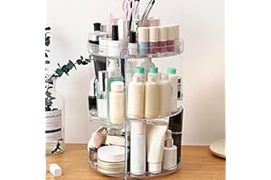 SUNFICON Rotating Makeup Organizer 360 Rotation Cosmetic Storage Holder 50PCS Shiny Christmas Stickers 500PCS Clear Golden Christmas Stickers Tags 1 Christmas Stocking Gift,Crystal Clear