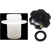 Aftermarket Jet Ski Gas Cap, Gasket &amp; White Fuel Tank Filler Neck Kit Compatible with Kawasaki OEM # 59231-3734/51049-3714 (Black)