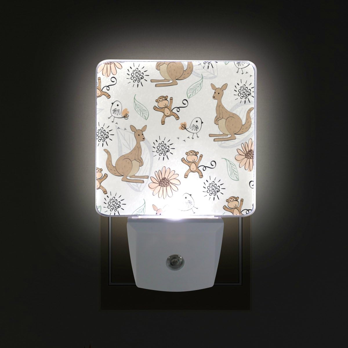 TIZORAX Kangaro And Monkey Plug in Dusk to Dawn Light Sensor LED Night Light Wall Light for Bedroom, Bathroom, Hallway, Stairs, Energy Efficient