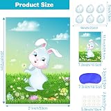 ASTARON Pin The Tail on The Bunny Game 24 Tail Stickers Easter Party Poster view 2