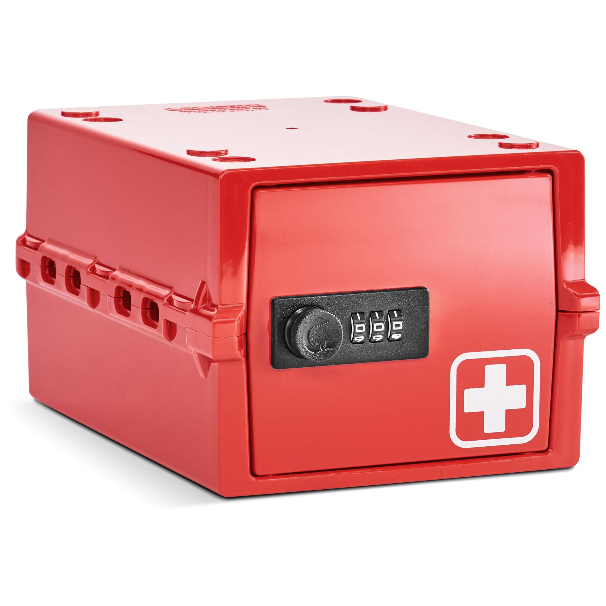 Lockabox Mini™ | Small Lockable Box with Combination Lock (3L) | Compact Storage Lock Box for Small Medicines, Snacks & Mobile Phones | External Size 22.3 x 15.4 x 12 cm (Medi Red, Mini) — image 1
