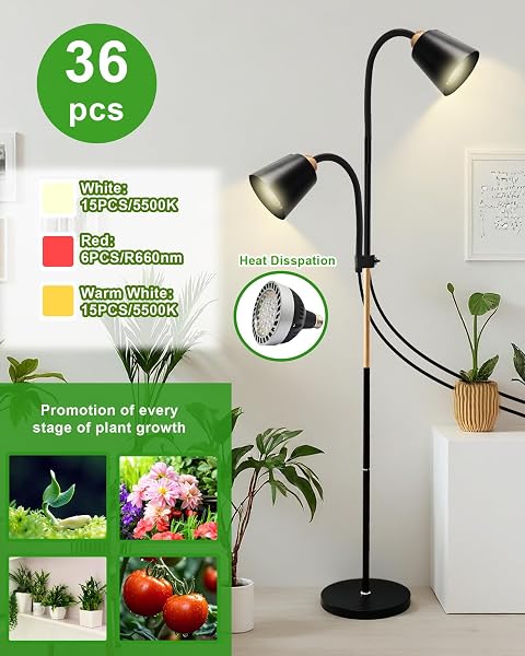 ARIKASHIN STANDING PLANT GROW LIGHT, LED GROWING LIGHT FULL SPECTRUM FOR INDOOR PLANTS,4/8/12H TIMER, 10-LEVEL BRIGHTNESS,FLOW GROW LIGHT FOR TALL LARGE INDOOR PLANTS