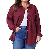 Agnes Orinda Plus Size Waffle Knit Shirt Jacket for Women Casual Long Sleeve Button Down Shirts Dressy Blouses Tops