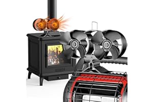 ZHENGXOO 8-Blade Wood Stove Fan, Dual Motor Fireplace Fan for Buddy Heater, Wood/Log Burner Stove