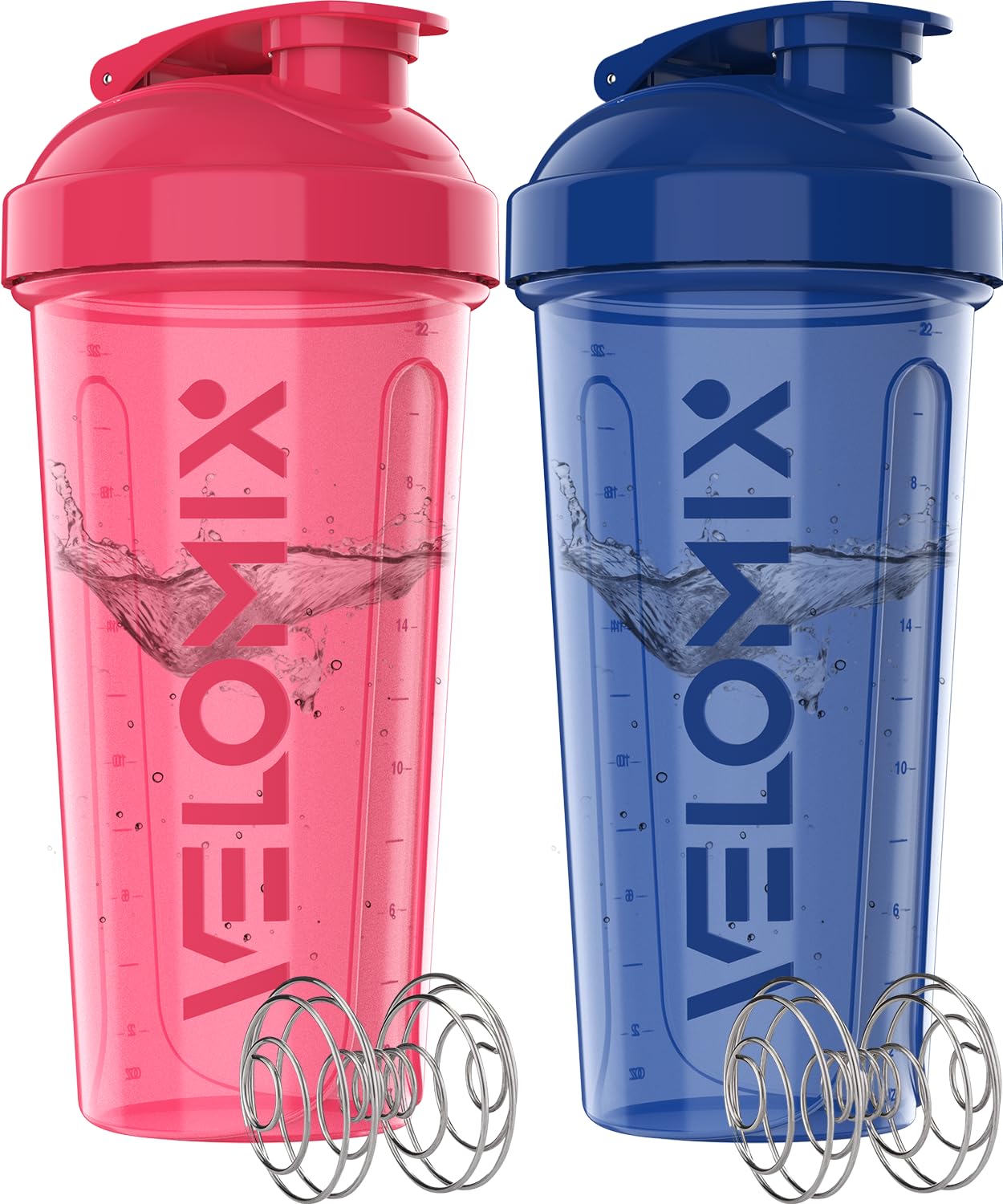 VELOMIX -2 Pack- 28 oz Protein Shaker Bottles for