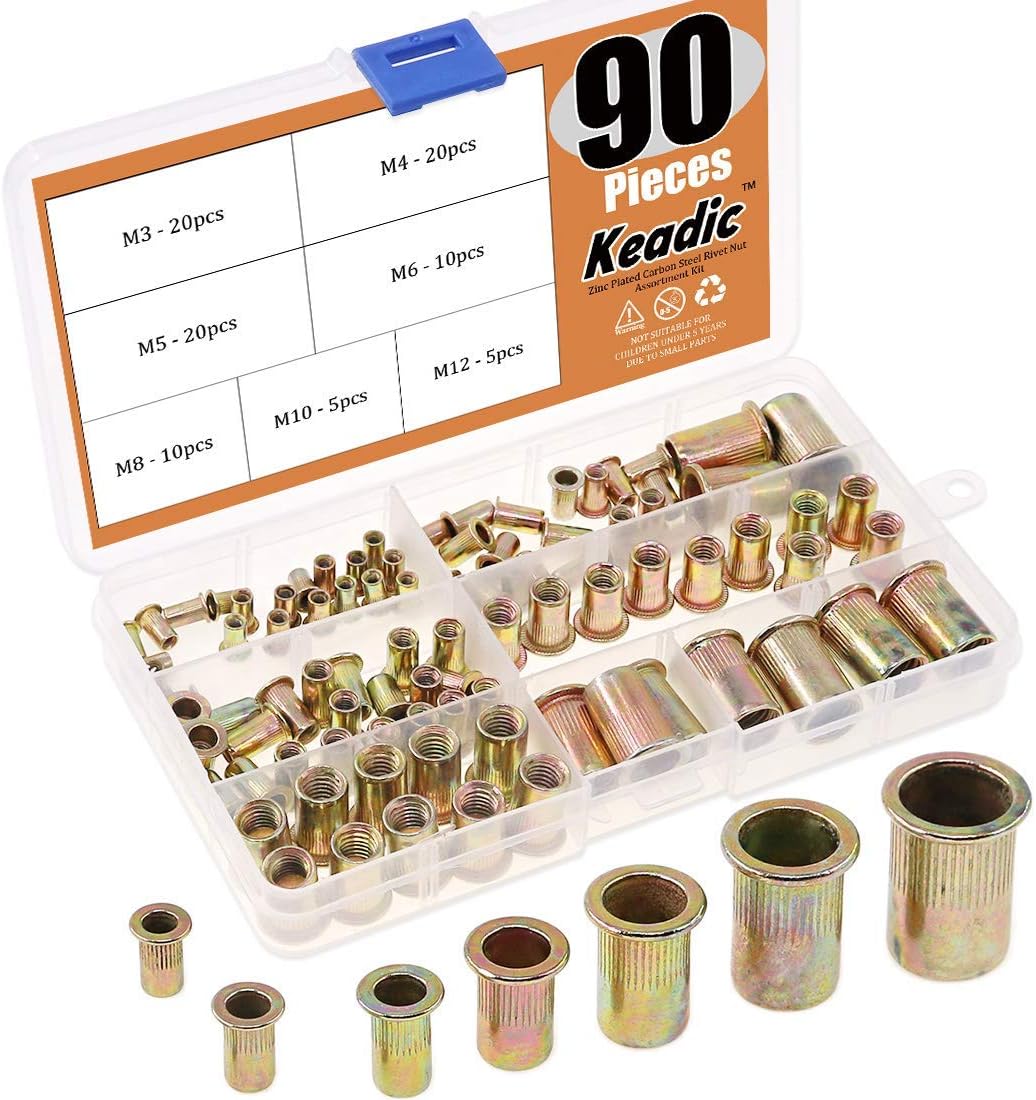 M3 M4 M5 M6 M8 M10 Keadic 210Pcs Metric Aluminum Rivet Nut Flat Head